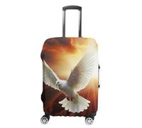 TKJMCSW Dove Sun Art - Housse de bagage approuvée par la TSA pour bagages, élastique, lavable, anti-rayures, housse de protection pour valises de 48 à 76,2 cm, blanc, L