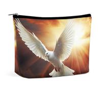 TKJMCSW Dove Sun Art Trousse de toilette de voyage imperméable en cuir synthétique pour homme et femme - Grande capacité - Jolie pochette de maquillage portable pour articles de toilette, blanc