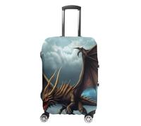 TKJMCSW Flying Dragon Housse de bagage approuvée par la TSA - Élastique et lavable - Anti-rayures - Pour valises de 48 à 76,2 cm, Blanc, L