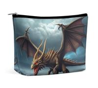 TKJMCSW Flying Dragon Trousse de toilette de voyage étanche en cuir synthétique pour homme et femme - Grande capacité - Jolie pochette de maquillage portable pour articles de toilette, blanc, taille