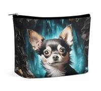 TKJMCSW Gem Cave Chihuahua Trousse de toilette de voyage étanche de grande capacité en cuir synthétique pour articles de toilette, blanche, taille unique, blanc, Taille unique