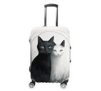 TKJMCSW Housse de bagage à deux chats approuvée par la TSA - Élastique et lavable - Anti-rayures - Pour valises de 48 à 76 cm, Blanc, M