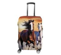 TKJMCSW Housse de bagage à motif chevaux de course approuvée par la TSA - Élastique et lavable - Anti-rayures - Convient aux valises de 48 à 76,2 cm, Blanc, L