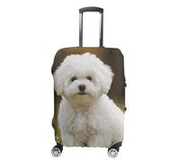 TKJMCSW Housse de bagage à motif de bichon frisé approuvée par la TSA - Élastique et lavable - Anti-rayures - Convient aux valises de 48 à 76,2 cm, Blanc, S