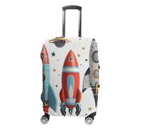TKJMCSW Housse de bagage à motif de fusées de dessin animé, approuvée par la TSA - Élastique et lavable - Anti-rayures - Pour valises de 48 à 76,2 cm, Blanc, M