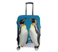 TKJMCSW Housse de bagage à motif de pingouins heureux, approuvée par la TSA - Housse de protection élastique lavable et anti-rayures pour valises de 48 à 76,2 cm (), blanc, XL