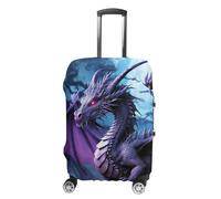 TKJMCSW Housse de bagage à motif Dragon Moon - Approuvée par la TSA - Élastique et lavable - Anti-rayures - Pour valises de 48 à 76 cm - Violet, Blanc, L
