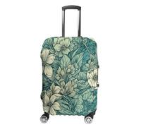 TKJMCSW Housse de bagage à motif feuilles et fleurs approuvée par la TSA - Élastique et lavable - Anti-rayures - Convient aux valises de 48 à 76,2 cm, Blanc, XL
