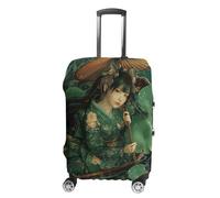 TKJMCSW Housse de bagage à motif feuilles vertes et bateau, approuvée par la TSA - Housse de protection élastique et lavable - Anti-rayures - Convient aux valises de 48 à 76,2 cm, Blanc, S
