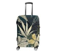 TKJMCSW Housse de bagage à motif fleurs jaunes et noires approuvée par la TSA - Housse élastique lavable anti-rayures pour valises de voyage de 48 à 76,2 cm, Blanc, M