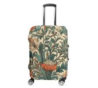 TKJMCSW Housse de bagage à motif floral vert approuvée par la TSA - Housse de protection élastique et lavable - Anti-rayures - Convient aux valises de 48 à 76,2 cm, Blanc, S