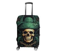 TKJMCSW Housse de bagage à tête de mort de pirate approuvée par la TSA - Élastique et lavable - Anti-rayures - Pour valises de 48 à 76 cm, Blanc, M
