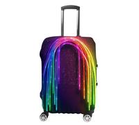 TKJMCSW Housse de bagage arc-en-ciel fluo approuvée par la TSA pour bagages, élastique, lavable, anti-rayures, housse de protection pour valises de 48 à 76,2 cm, Blanc, L