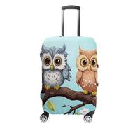 TKJMCSW Housse de bagage avec motif hiboux sur une branche - Approuvée par la TSA - Élastique et lavable - Anti-rayures - Convient aux valises de 48 à 76,2 cm, Blanc, M