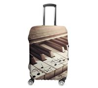 TKJMCSW Housse de bagage avec notes de musique de piano approuvée par la TSA - Élastique et lavable - Anti-rayures - Convient aux valises de 48 à 76,2 cm, Blanc, S