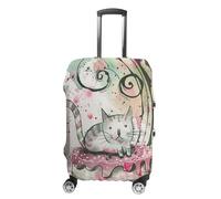 TKJMCSW Housse de bagage Cat on Cake approuvée par la TSA pour bagages, élastique, lavable, anti-rayures, housse de protection pour bagages de voyage de 48 à 76,2 cm (), Blanc, S