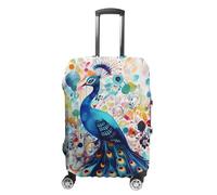 TKJMCSW Housse de bagage couleur paon approuvée par la TSA - Housse de protection élastique et lavable - Anti-rayures - Convient aux valises de 48 à 76,2 cm, Blanc, XL