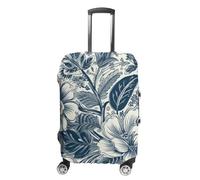 TKJMCSW Housse de bagage de style blanc et bleu, approuvée par la TSA - Housse de protection élastique et lavable - Anti-rayures - Convient aux valises de 48 à 76,2 cm, Blanc, L