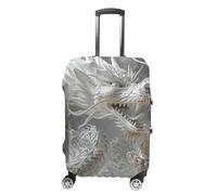 TKJMCSW Housse de bagage de style dragon blanc approuvée par la TSA - Housse élastique lavable anti-rayures pour valises de voyage de 48 à 76,2 cm, blanc, XL