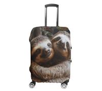 TKJMCSW Housse de bagage élastique lavable et anti-rayures pour valises de 48 à 76,2 cm - Approuvée par la TSA - Motif deux paresseux, Blanc, L