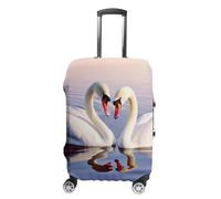 TKJMCSW Housse de bagage en forme de cœur de cygne approuvée par la TSA - Élastique et lavable - Anti-rayures - Convient aux valises de 48 à 76,2 cm, blanc, S