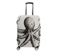 TKJMCSW Housse de bagage en forme de pieuvre approuvée par la TSA - Élastique et lavable - Anti-rayures - Pour valises de 48 à 76,2 cm, blanc, S