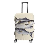 TKJMCSW Housse de bagage en forme de poisson saumon approuvée par la TSA - Élastique et lavable - Anti-rayures - Pour valises de 48 à 76,2 cm, Blanc, S
