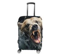 TKJMCSW Housse de bagage en forme d'ours tenant un poisson - Approuvée par la TSA - Élastique et lavable - Anti-rayures - Pour valise de voyage de 48 à 76 cm, blanc, XL