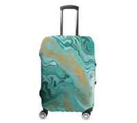 TKJMCSW Housse de bagage en marbre bleu sarcelle et doré approuvée par la TSA - Housses élastiques et lavables - Housse de protection anti-rayures pour bagages de voyage - Convient aux valises de 48 à