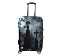 TKJMCSW Housse de bagage gothique Happy Halloween approuvée par la TSA pour bagages, élastique, lavable, anti-rayures, housse de protection pour valises de 48 à 76,2 cm, Blanc, L