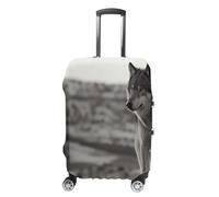 TKJMCSW Housse de bagage loup sur l'herbe approuvée par la TSA - Housse de protection élastique et lavable - Anti-rayures - Convient aux valises de 48 à 76,2 cm, Blanc, XL