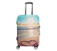 TKJMCSW Housse de bagage Love Beach approuvée par la TSA - Élastique et lavable - Anti-rayures - Pour valises de 48 à 76 cm, blanc, S
