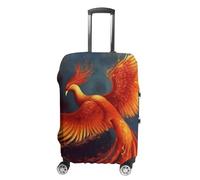 TKJMCSW Housse de bagage Phoenix orange rouge approuvée par la TSA - Housses élastiques et lavables anti-rayures pour valises de voyage de 48 à 76,2 cm (), blanc, L