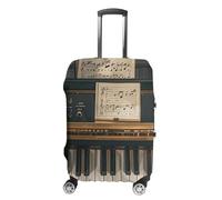 TKJMCSW Housse de bagage pour piano avec notes de musique, approuvée par la TSA - Élastique et lavable - Anti-rayures - Convient aux valises de 48 à 76,2 cm, Blanc, L