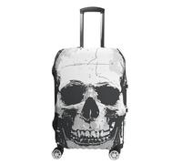 TKJMCSW Housse de bagage simple avec motif tête de mort, approuvée par la TSA - Élastique et lavable - Anti-rayures - Pour valises de voyage de 48 à 76,2 cm, Blanc, S