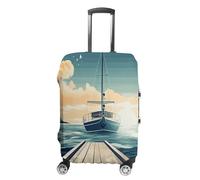 TKJMCSW Housse de bagage sur le thème du paysage marin - Approuvée par la TSA - Élastique et lavable - Anti-rayures - Pour valises de 48 à 76,2 cm, Blanc, S