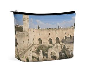 TKJMCSW Israel at The Tower of David Trousse de toilette de voyage imperméable de grande capacité en cuir synthétique pour homme et femme - Jolie trousse de maquillage portable pour articles de