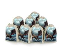 TKJMCSW Lot de 8 sacs cadeaux en mousseline avec cordon de serrage Motif dragon volant