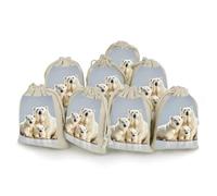 TKJMCSW Lot de 8 sacs cadeaux en mousseline avec cordon de serrage Motif ours polaire et ourson