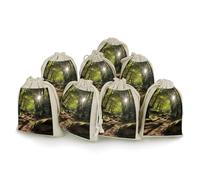 TKJMCSW Lot de 8 sacs cadeaux en mousseline avec cordon de serrage Motif soleil dans les bois