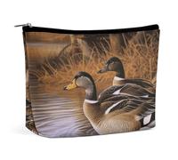 TKJMCSW Mallard Ducks Trousse de toilette de voyage imperméable en cuir synthétique pour homme et femme - Grande capacité - Jolie pochette de maquillage portable pour articles de toilette, blanc