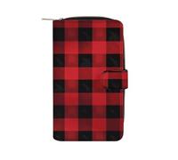 TKJMCSW Portefeuille en cuir à carreaux de buffle pour femme avec 12 emplacements pour cartes, fermeture éclair, porte-cartes de crédit, pochette longue avec porte-monnaie, fenêtre d'identité