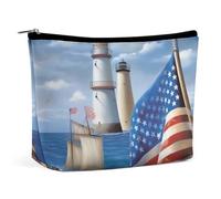 TKJMCSW Sea to Shining Sea Trousse de maquillage patriotique pour femme - Grande capacité - Organiseur de maquillage portable - Sac de voyage pour le voyage et le travail - Taille unique, Style :,