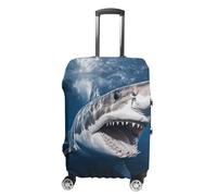 TKJMCSW Shark Housse de bagage à gueule ouverte approuvée par la TSA - Élastique et lavable - Anti-rayures - Convient aux valises de 48 à 76,2 cm, Blanc, XL