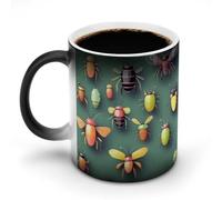 TKJMCSW Tasse à café de 325 ml - Atlas d'insectes changeant de couleur - Tasses à café à changement de chaleur avec poignée - Tasse magique sensible à la chaleur pour homme et femme - Tasse amusante