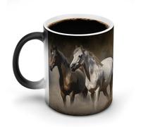 TKJMCSW Tasse à café de 325 ml avec motif chevaux, animaux changeants de couleur, tasses à café à changement de chaleur avec poignée, tasse magique sensible à la chaleur pour homme et femme, tasse