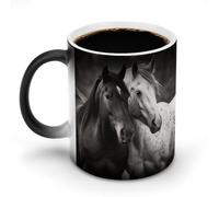 TKJMCSW Tasse à café de 325 ml avec motif chevaux changeant de couleur, tasses à café à changement de chaleur avec poignée, tasse magique sensible à la chaleur pour homme et femme, tasse amusante en