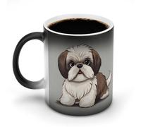TKJMCSW Tasse à café de 325 ml avec motif chien Shih Tzu à changement de couleur, tasses à café à changement de chaleur avec poignée, tasse magique sensible à la chaleur pour homme et femme, tasse