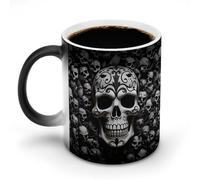 TKJMCSW Tasse à café de 325 ml avec motif de crânes changeant de couleur, tasses à café à changement de chaleur avec poignée, tasse magique sensible à la chaleur pour homme et femme, tasse amusante en