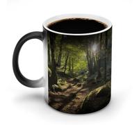 TKJMCSW Tasse à café de 325 ml avec motif de soleil dans les bois, tasses à café à changement de couleur, tasses à café à changement de chaleur avec poignée, tasse magique sensible à la chaleur pour